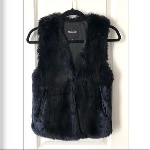 Madewell Black Faux Fur Vest